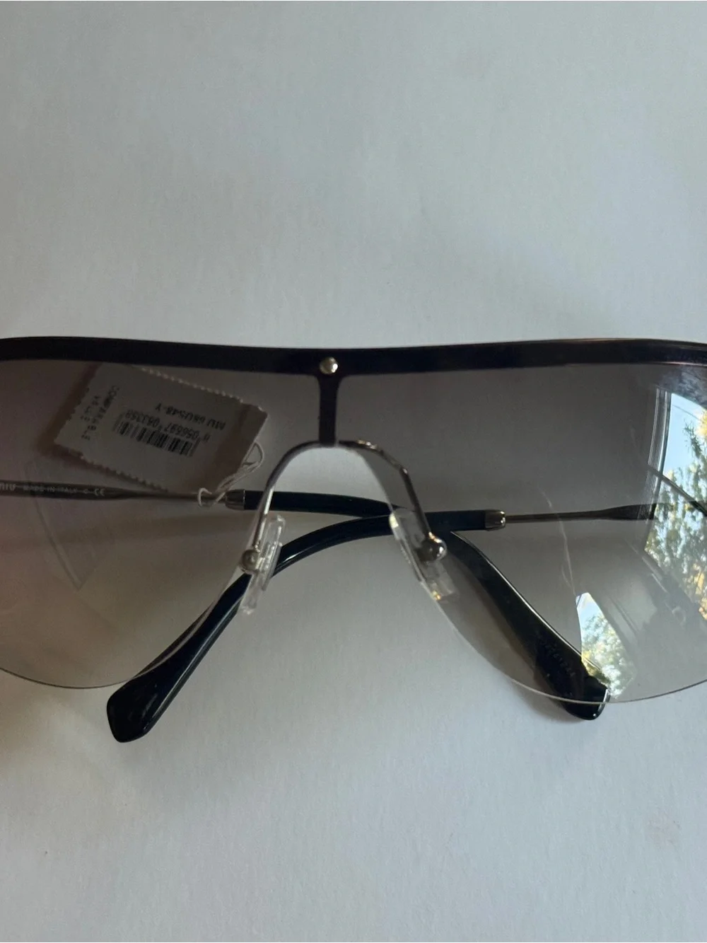 Miu Miu MU 66US-48 Rimless Crystal Shield Sunglasses NWT made in Italy